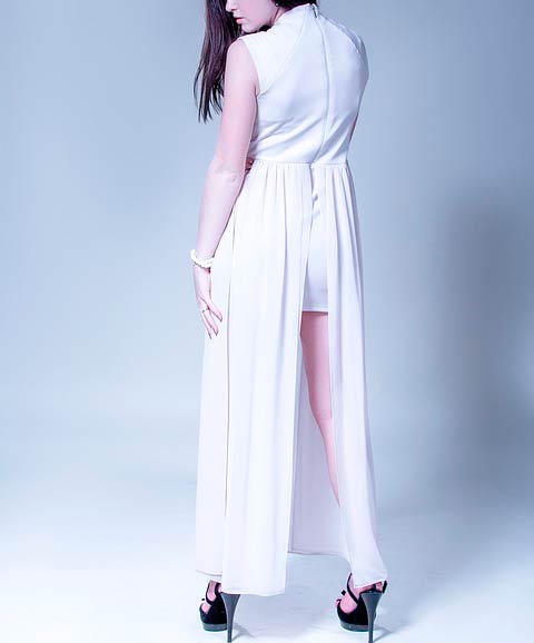 Floral-Embroidered A-Line Gown